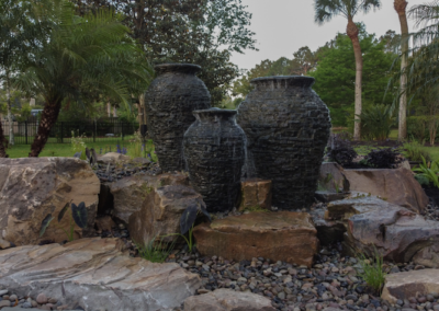 Stacked Slate urns water feature 3