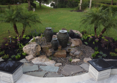 Stacked Slate urns water feature