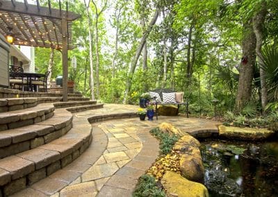 Pver steps down to a pond copy