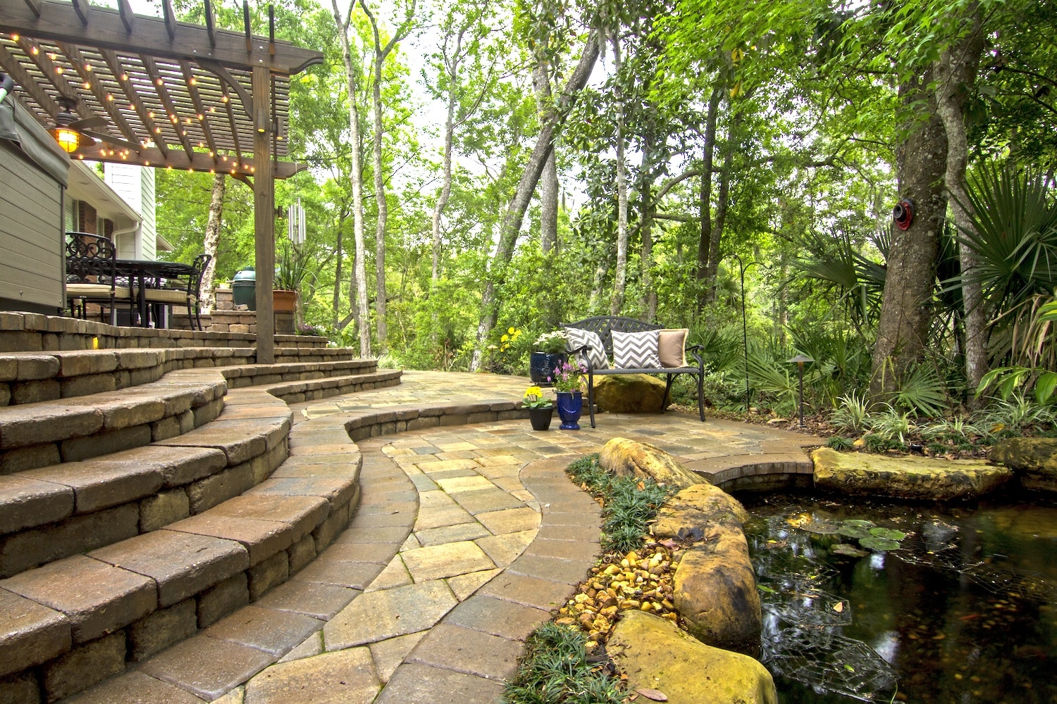 Pver steps down to a pond copy